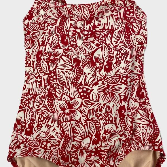 Land's End Women's Red & White One Piece Bathing Suit size 6 - Picture 6 of 8